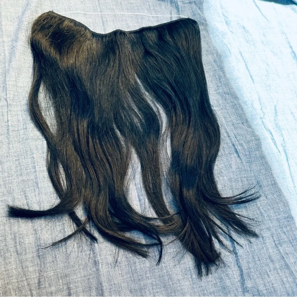 14” Jet Black Halo Human Hair Extensions 1 pc 60g #RB4
